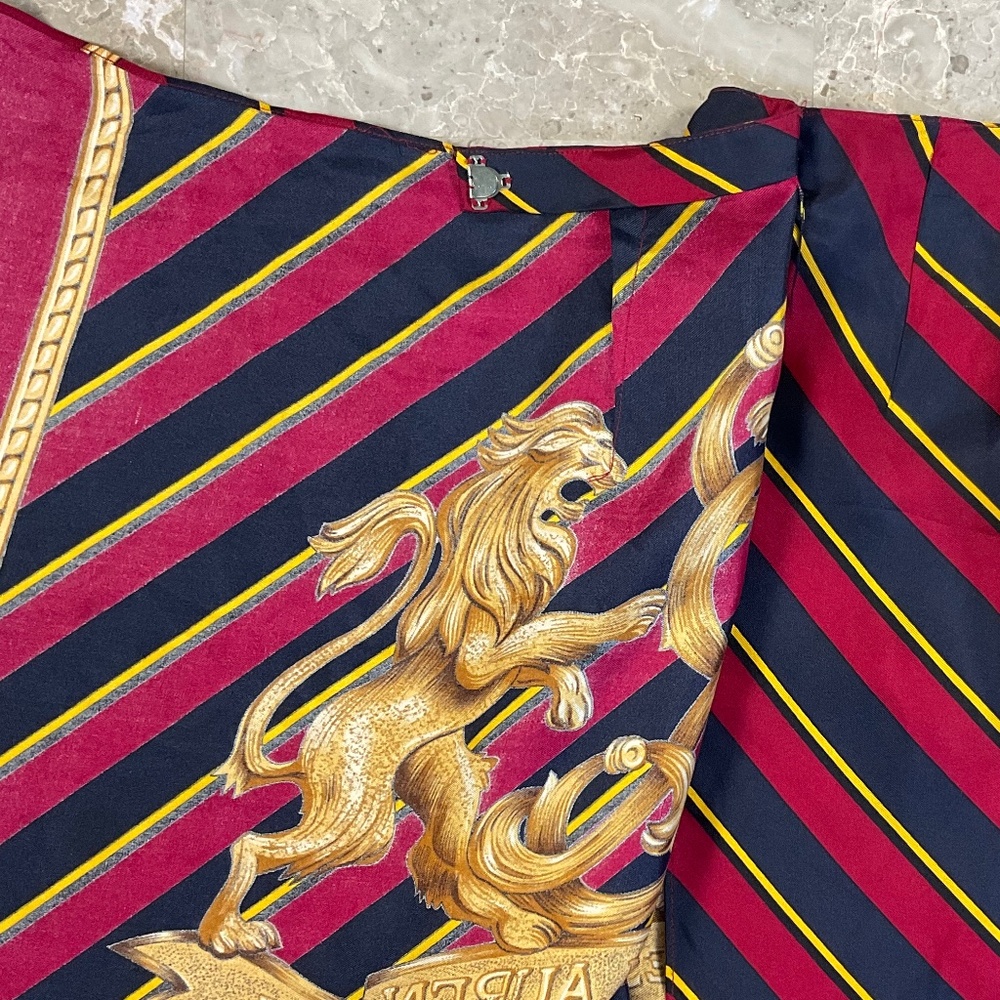 Ralph Lauren Blue Label Lion Heraldry Crest 100% Silk Wrap Skirt Small - Picture 8 of 14
